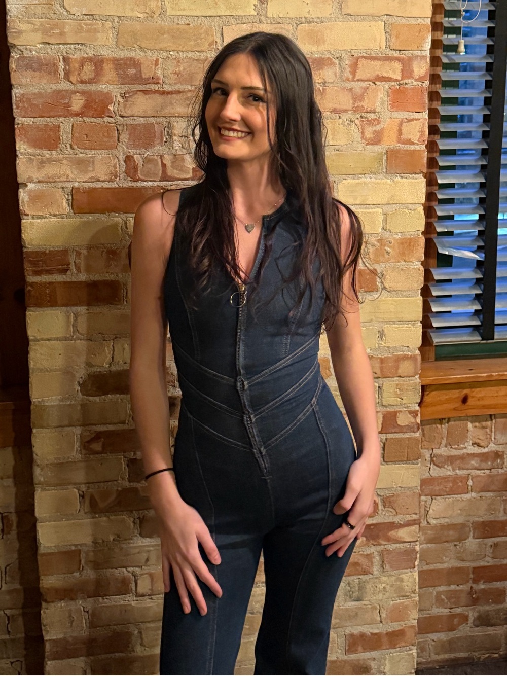 REVICE Dark Indigo Denim Women’s Jumpsuit — broken zipper!
